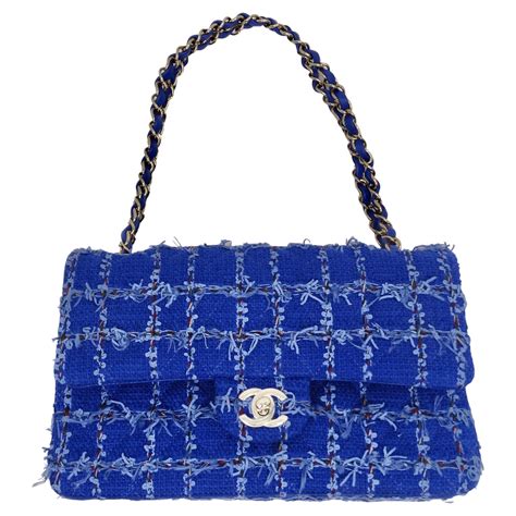 chanel tweed blue bag|chanel tweed shopping bag.